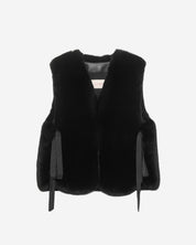 [SIGNATURE LINE] FAUX FUR TIED KITTEN RIBBON VEST
