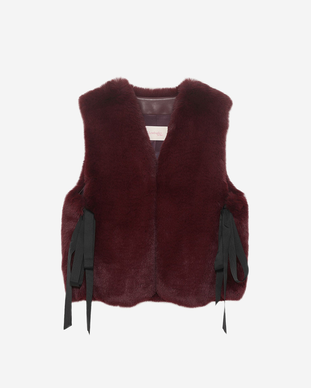 [SIGNATURE LINE] FAUX FUR TIED KITTEN RIBBON VEST