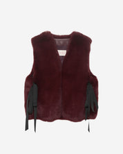 [SIGNATURE LINE] FAUX FUR TIED KITTEN RIBBON VEST