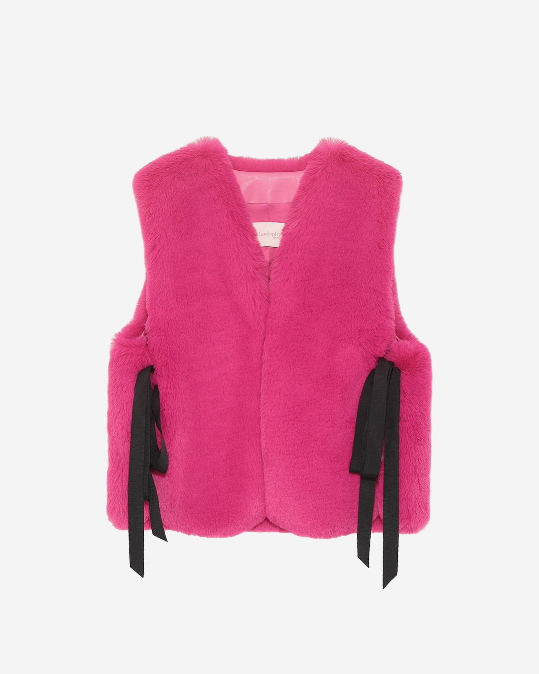 [SIGNATURE LINE] FAUX FUR TIED KITTEN RIBBON VEST