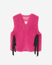 [SIGNATURE LINE] FAUX FUR TIED KITTEN RIBBON VEST