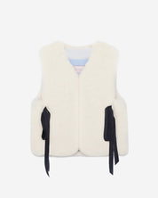 [SIGNATURE LINE] FAUX FUR TIED KITTEN RIBBON VEST