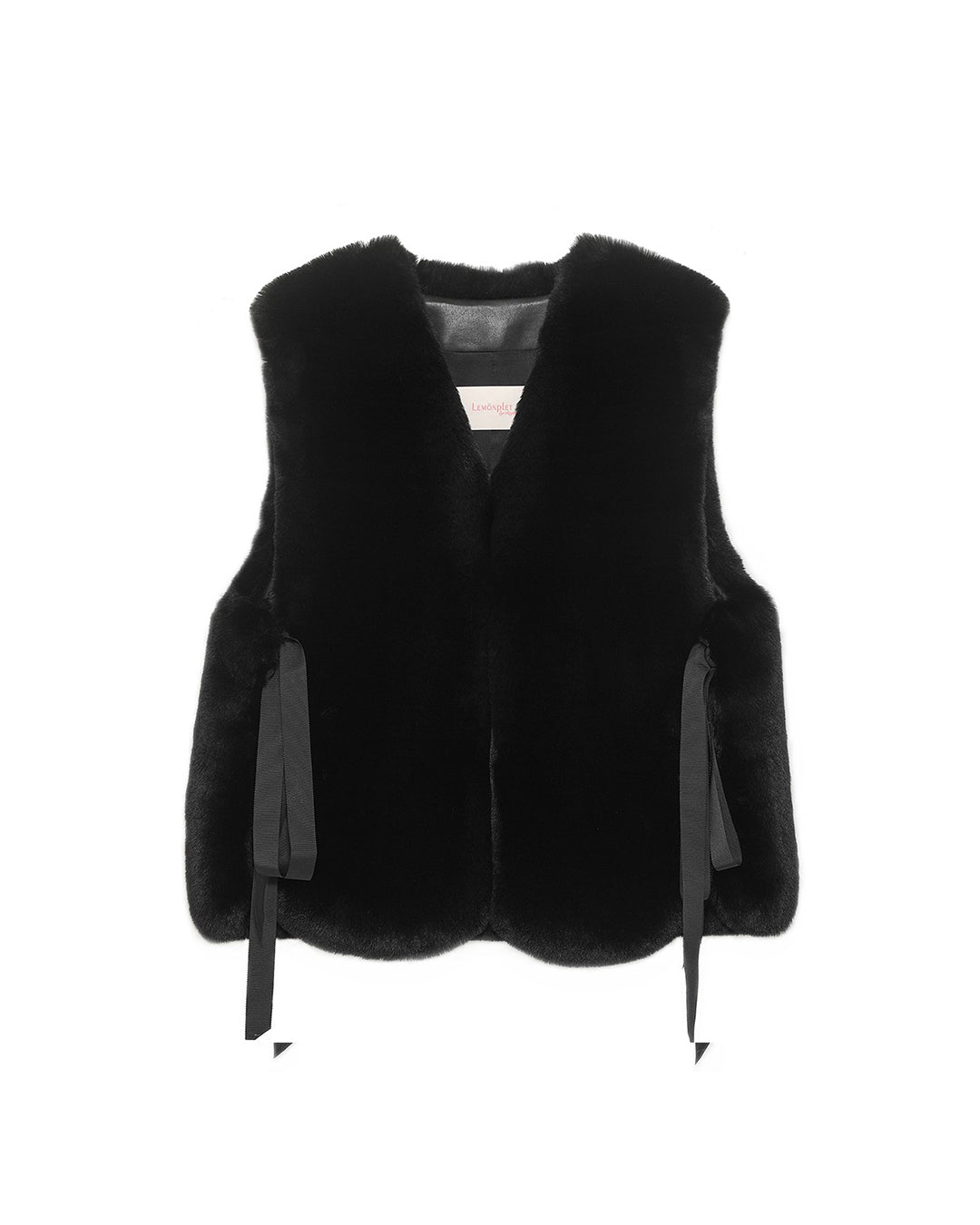 LEMONPLET レモンプレット  FAUX FUR KIRE LACE DETAIL VEST エコファーベスト レディース ブラック S S ベスト – Lemonplet JP store