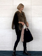 FAUX FUR TIED KITTEN RIBBON VEST