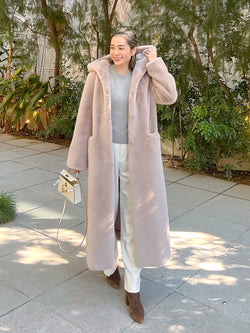 FAUX FUR LAON HOODED MAXI COAT